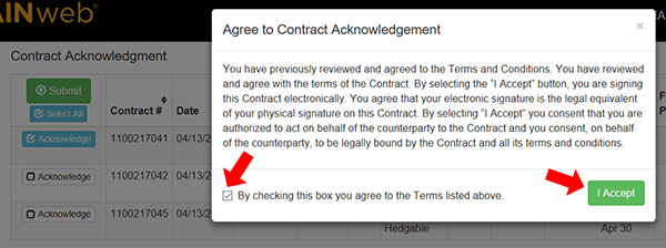 The Andersons GRAINweb Contract Acknowledgement