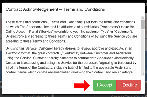 The Andersons GRAINweb Contract Acknowledgement